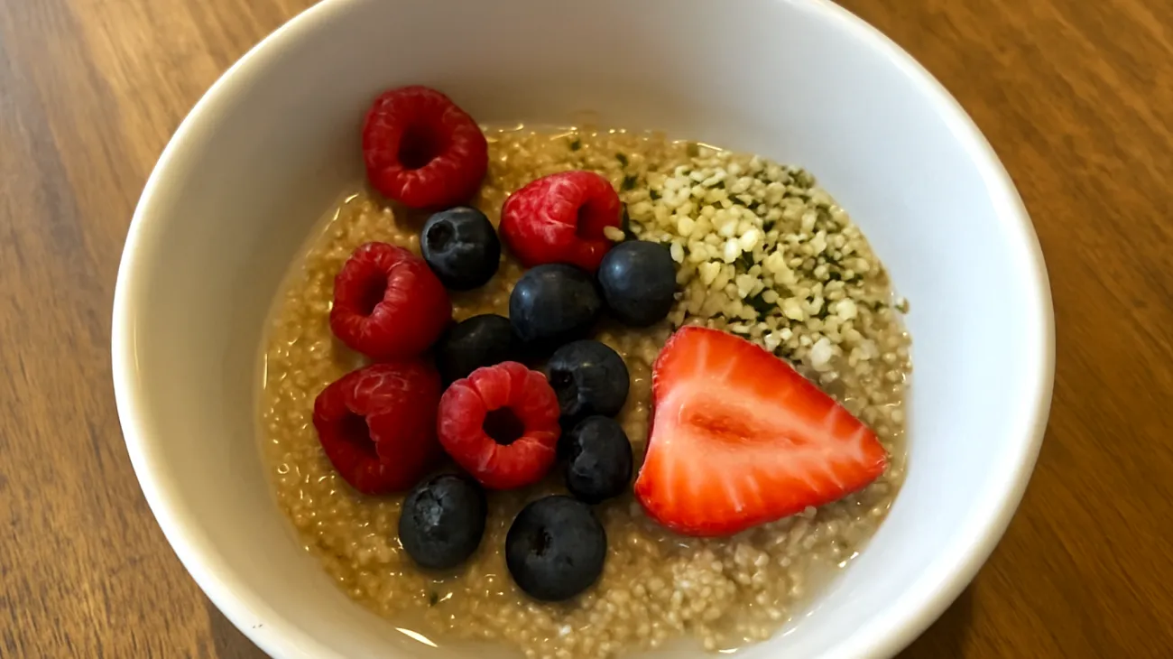 Amaranth-Beeren-Bowl mit Hanfsamen und Kokoswasser"