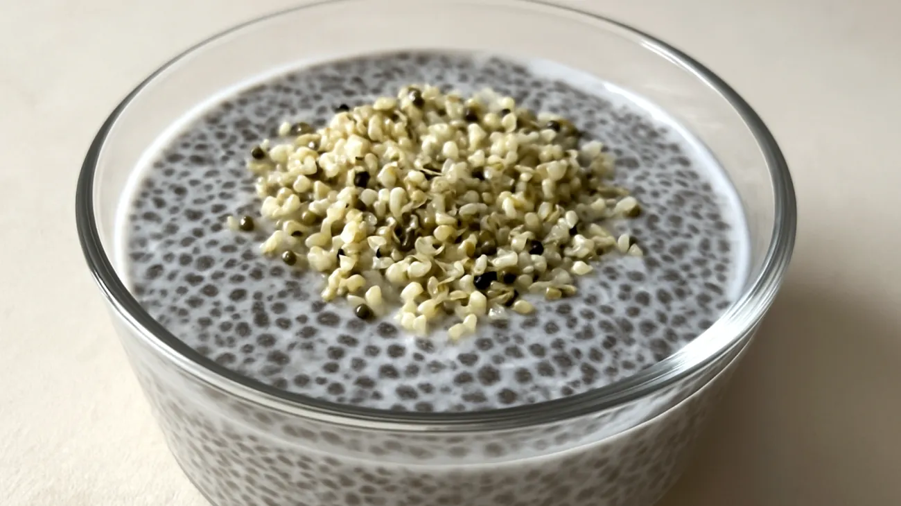 Chiasamen-Pudding mit Hanfsamen und Kokosmilch"
