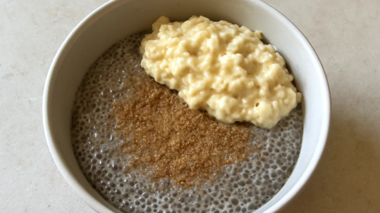 Leinsamen-Chia-Pudding mit fermentierten Haferflocken"